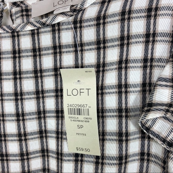 ❌SOLD❌LOFT Plaid Ruffle Top - Picture 5 of 8